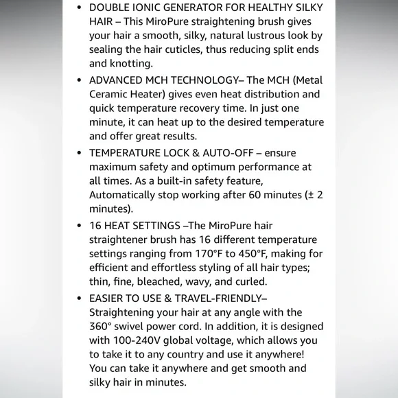 Miropure hair straightener comb - Picture 10 of 10